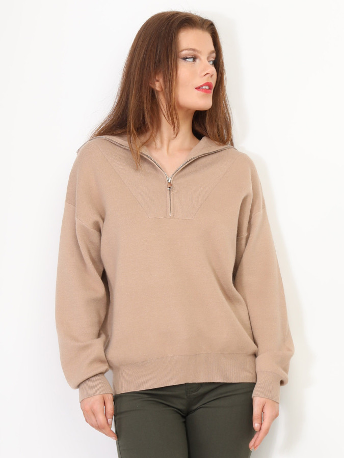 Pull à col montant zippé