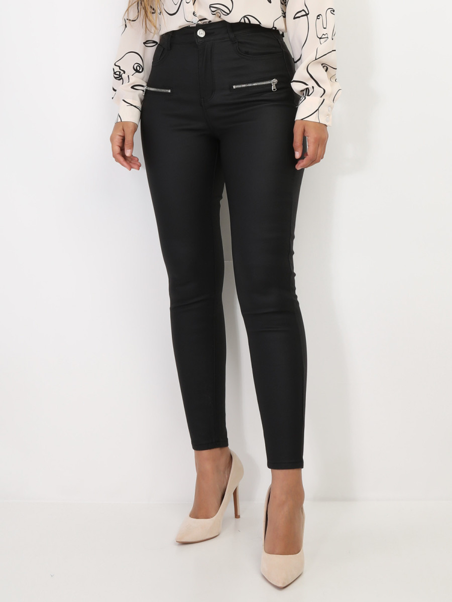 Pantalon slim à zips métalliques