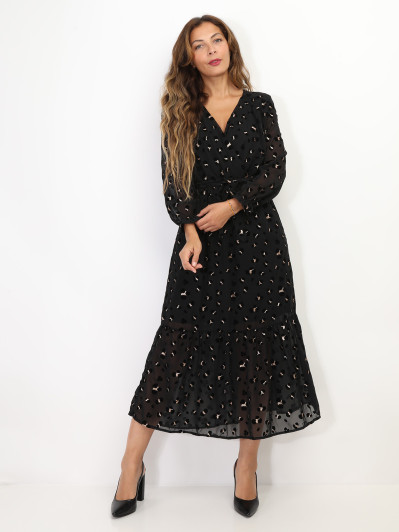 Robe longue à motifs pailletés