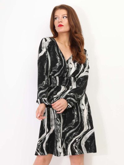 Robe évasée à motif mabré