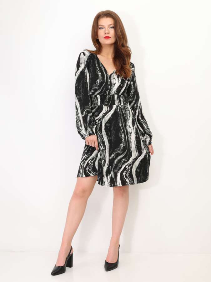 Robe évasée à motif mabré