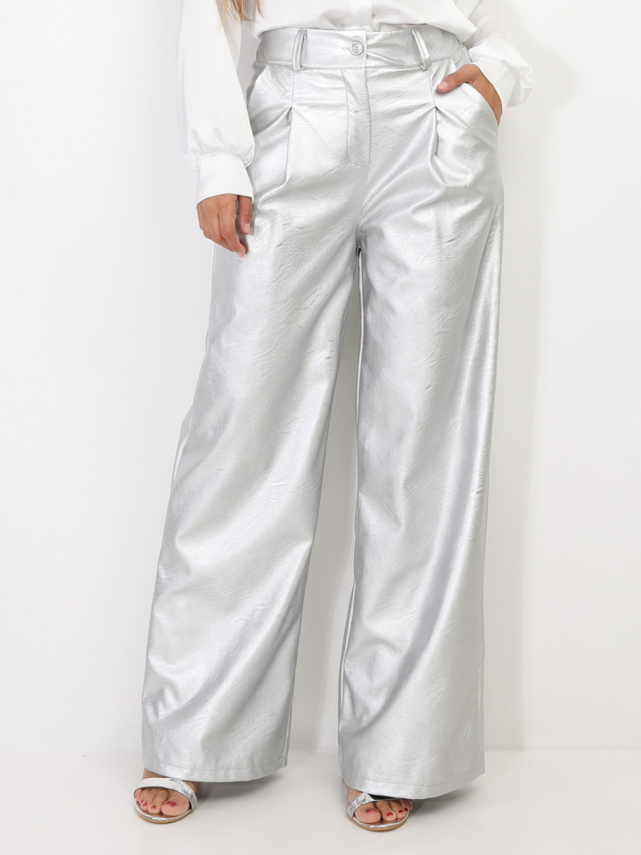 Pantalon large en simili