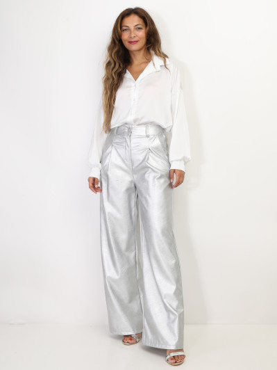 Pantalon large en simili