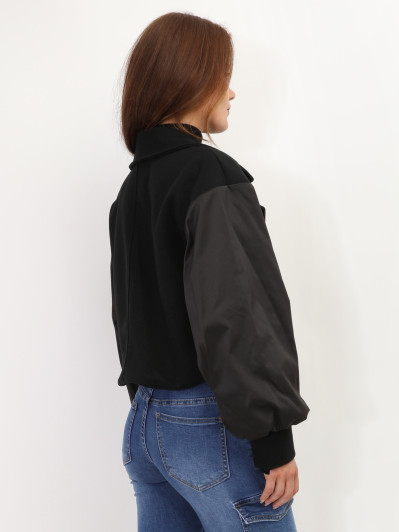 Veste courte croisée bi-matière