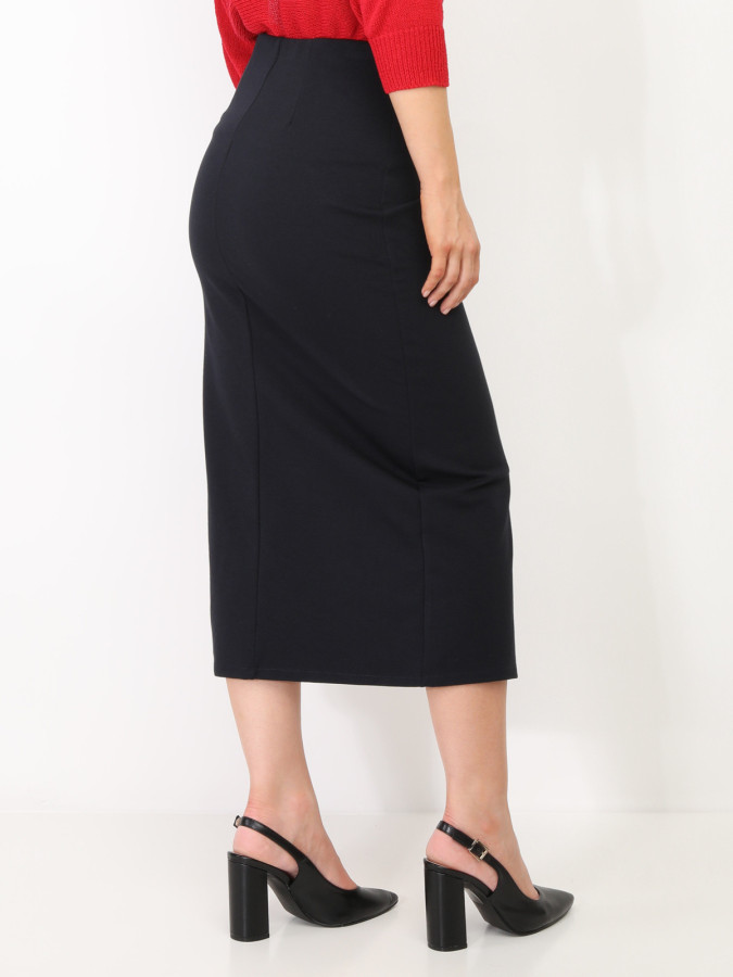 Jupe mi-longue fendue à boutons