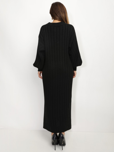 Robe en maille côtelée à fentes