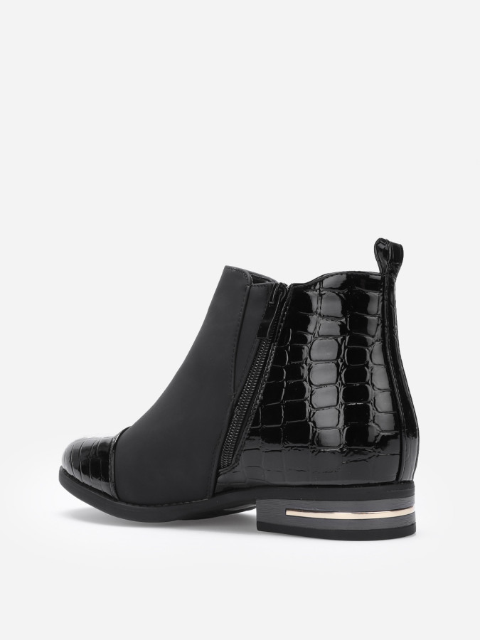 Chelsea à simili texturé et zip décoratif