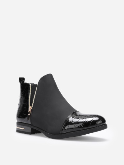 Chelsea à simili texturé et zip décoratif