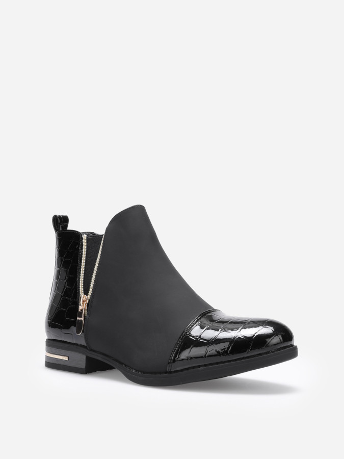 Chelsea à simili texturé et zip décoratif