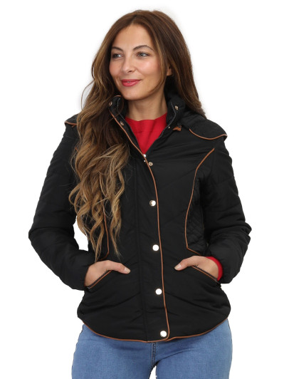 Manteau bi-matière cintré à capuche