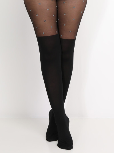 Collants effet bas avec pois pailletés