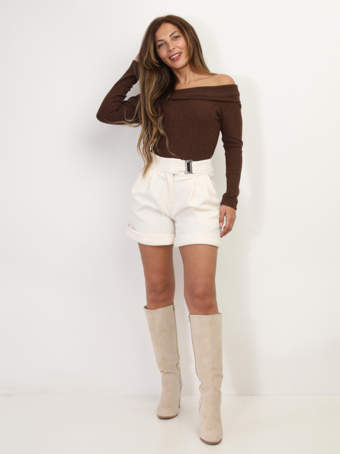 Short taille haute style paperbag