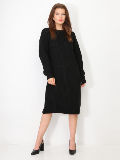 Robe pull mi-longue à manches bouffantes