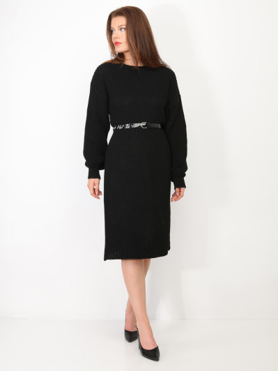 Robe pull mi-longue à manches bouffantes