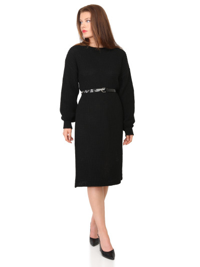 Robe pull mi-longue à manches bouffantes