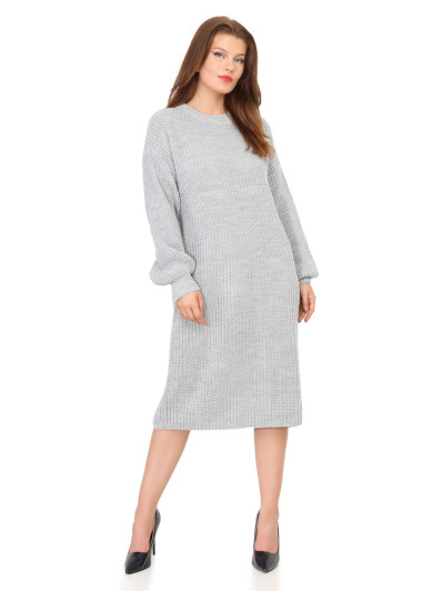 Robe pull mi-longue à manches bouffantes