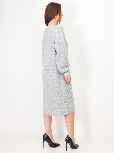 Robe pull mi-longue à manches bouffantes