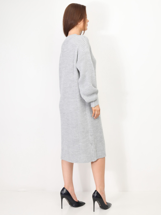 Robe pull mi-longue à manches bouffantes