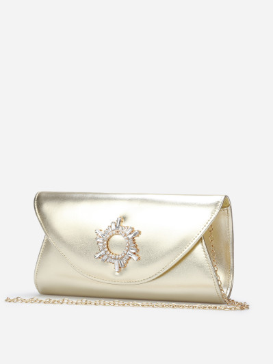 Pochette de soirée à boucle en strass