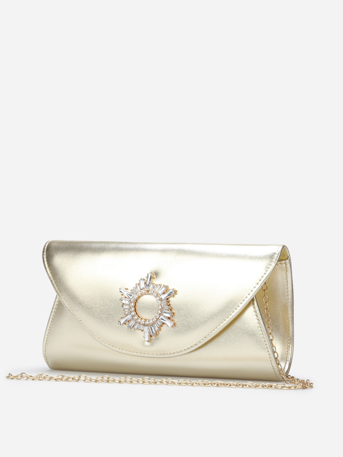 Pochette de soirée à boucle en strass