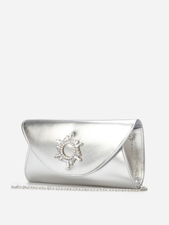 Pochette de soirée à boucle en strass