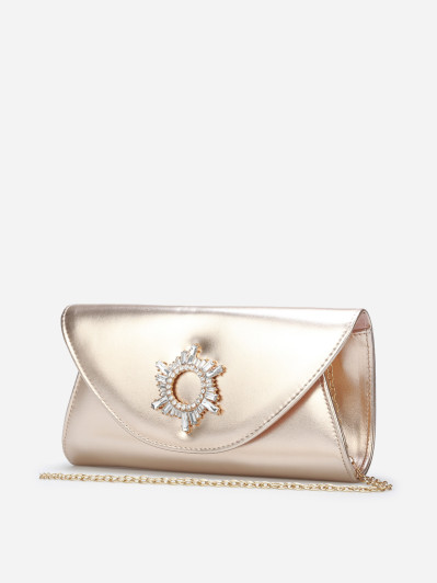 Pochette de soirée à boucle en strass