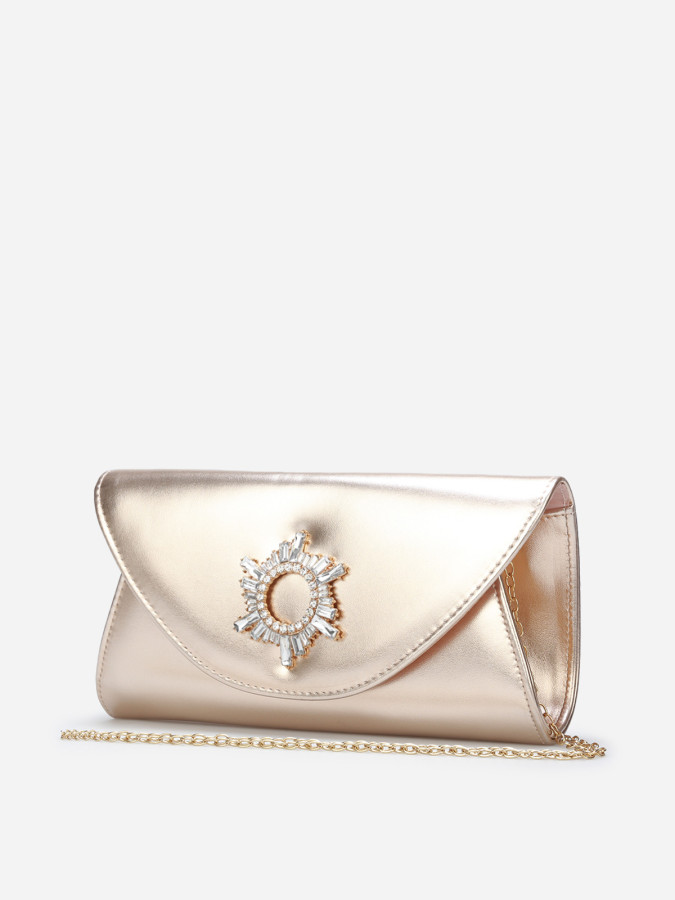 Pochette de soirée à boucle en strass