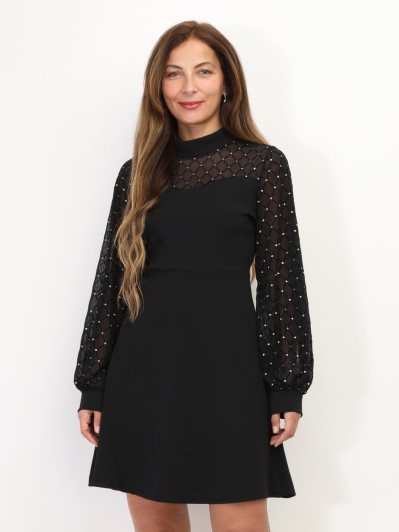 Robe patineuse en tulle à pois pailletés