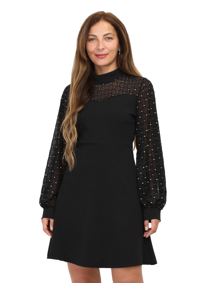 Robe patineuse en tulle à pois pailletés