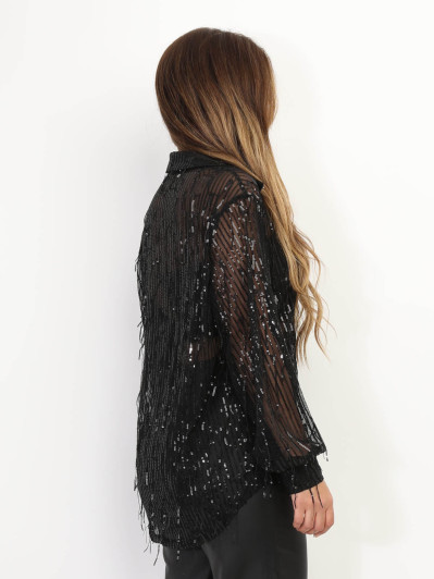 Chemisier à sequins et franges
