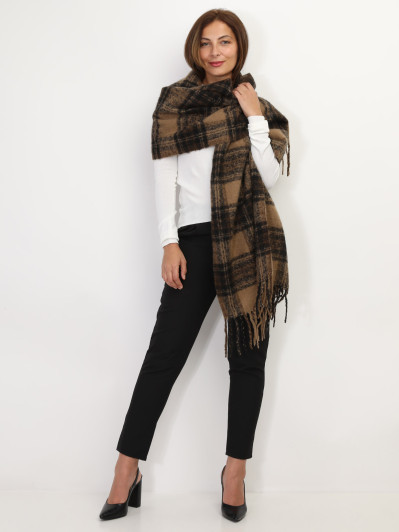 Écharpe à franges motif tartan