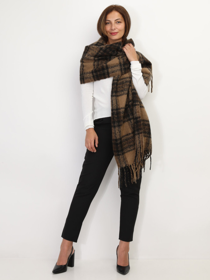 Écharpe à franges motif tartan