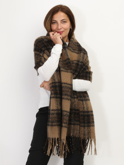 Écharpe à franges motif tartan