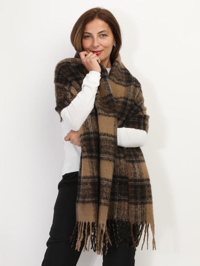 Écharpe à franges motif tartan