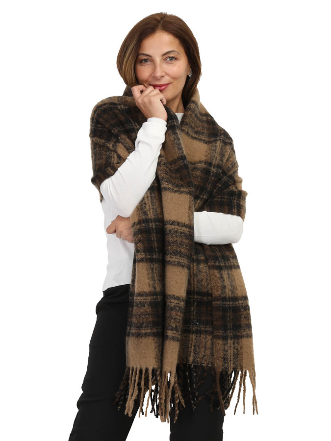Écharpe à franges motif tartan