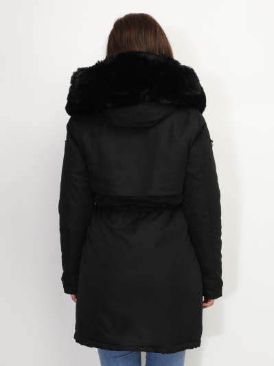 Manteau parka avec détails fausse fourrure