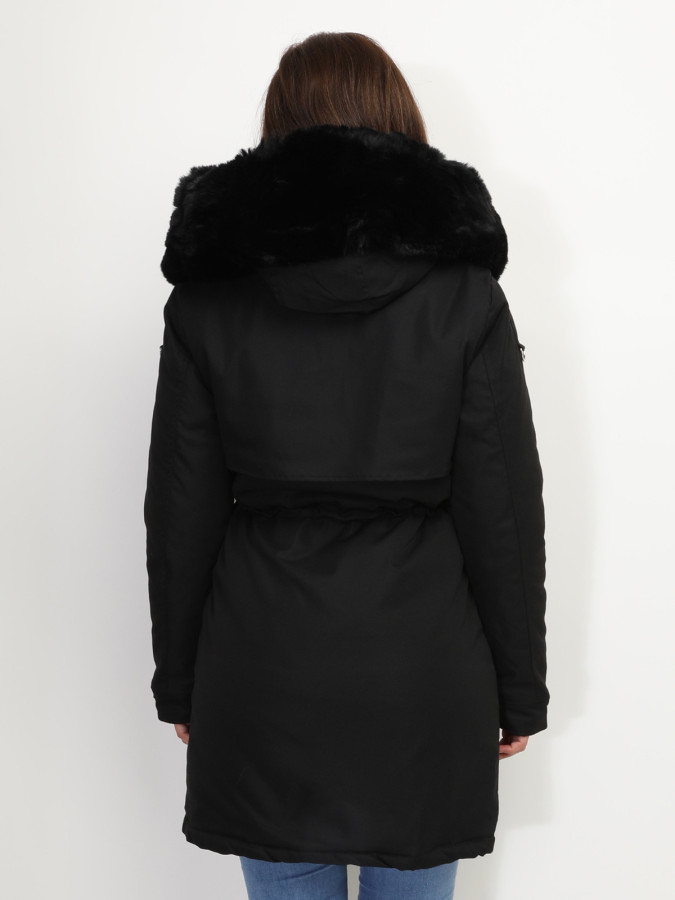 Manteau parka avec détails fausse fourrure