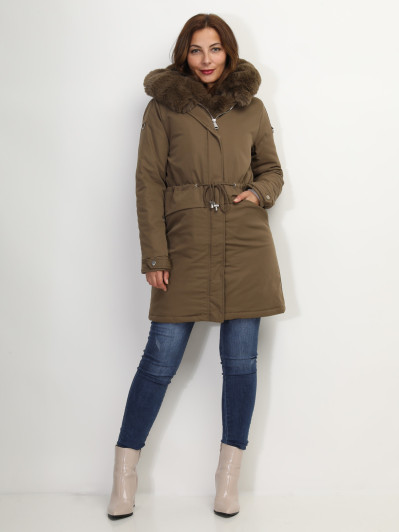 Manteau parka avec détails fausse fourrure