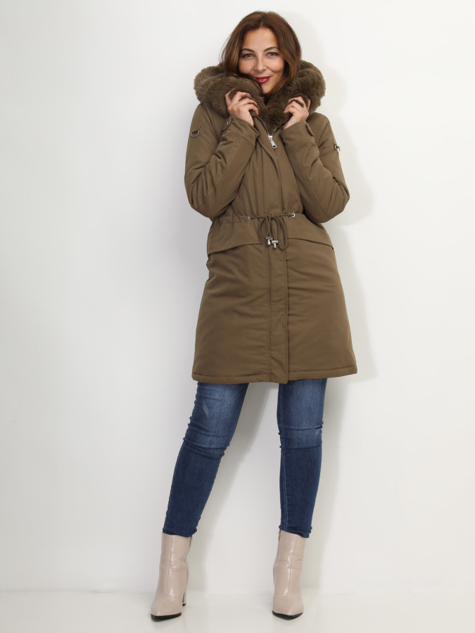 Manteau parka avec détails fausse fourrure