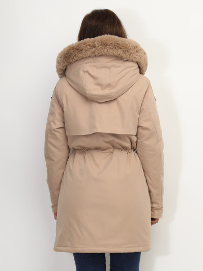 Manteau parka avec détails fausse fourrure