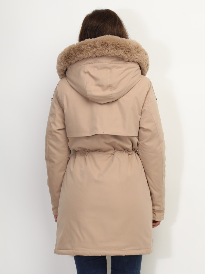 Manteau parka avec détails fausse fourrure