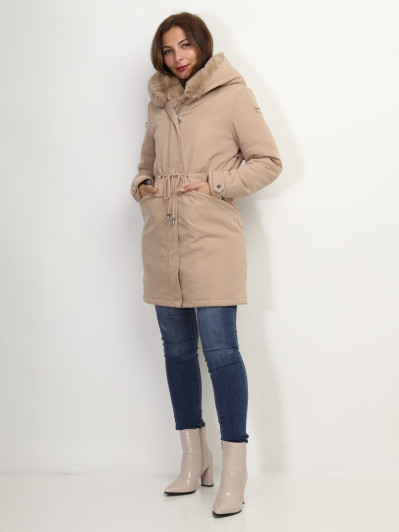 Manteau parka avec détails fausse fourrure