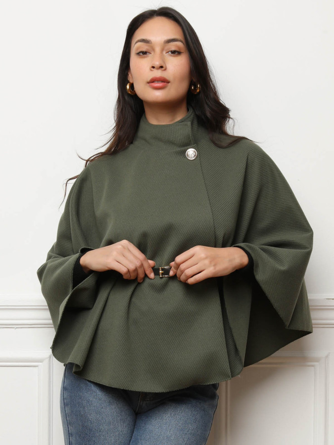 Cape ceinturée avec boutons