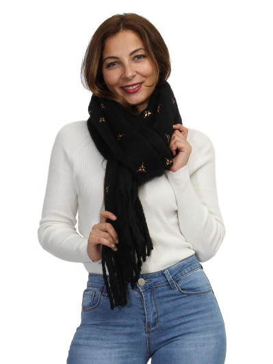 Echarpe duveteuse à motif doré