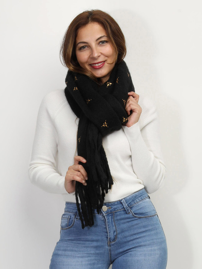 Echarpe duveteuse à motif doré