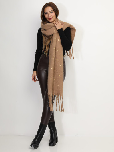 Echarpe duveteuse à motif doré