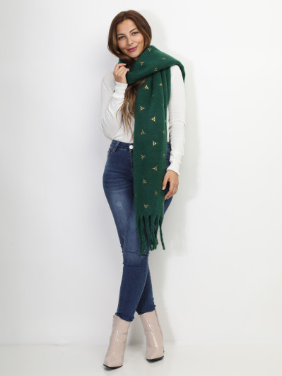 Echarpe duveteuse à motif doré