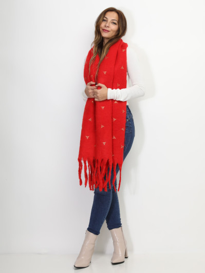 Echarpe duveteuse à motif doré