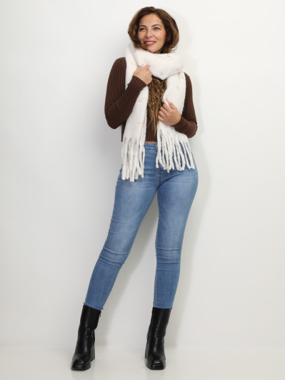 Echarpe duveteuse à motif doré