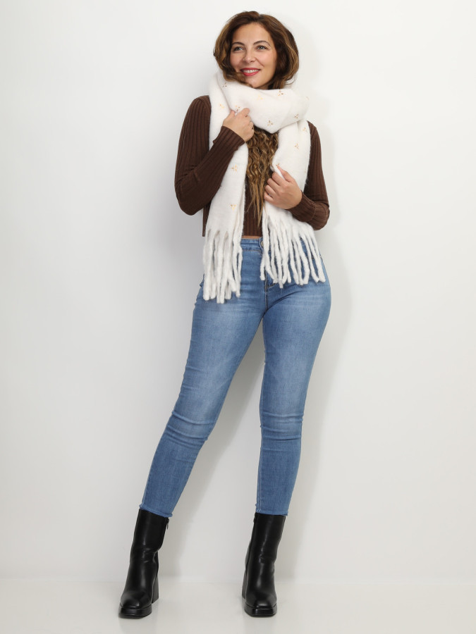 Echarpe duveteuse à motif doré